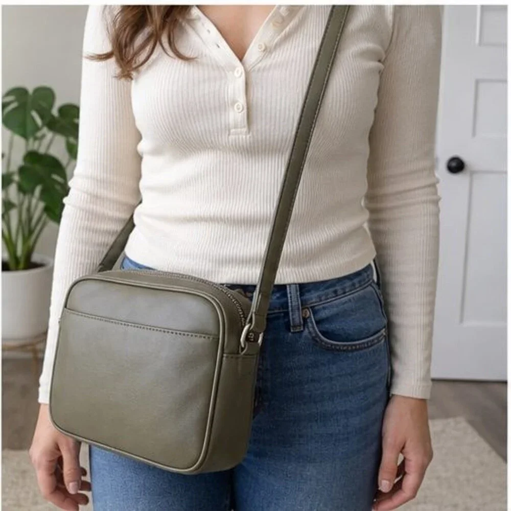 Cream Suede Crossbody Bag